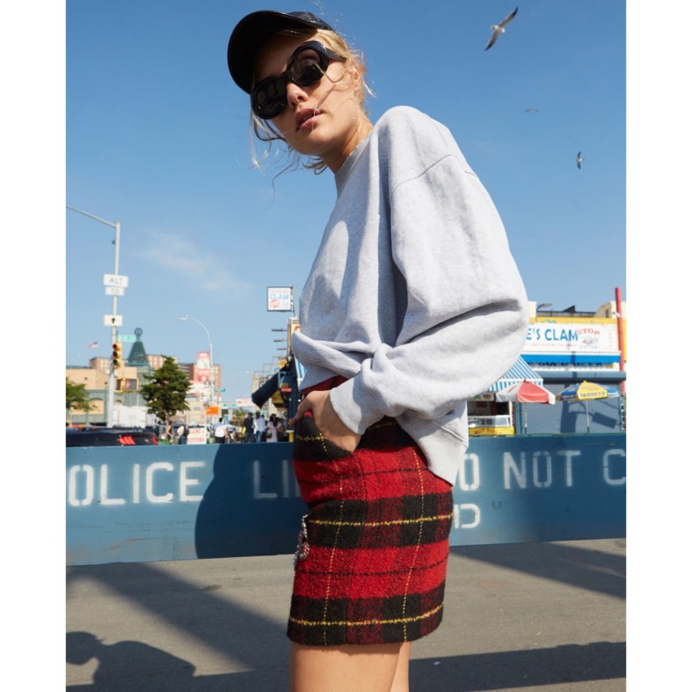 NWT The Kooples Tartan Tweed Skirt